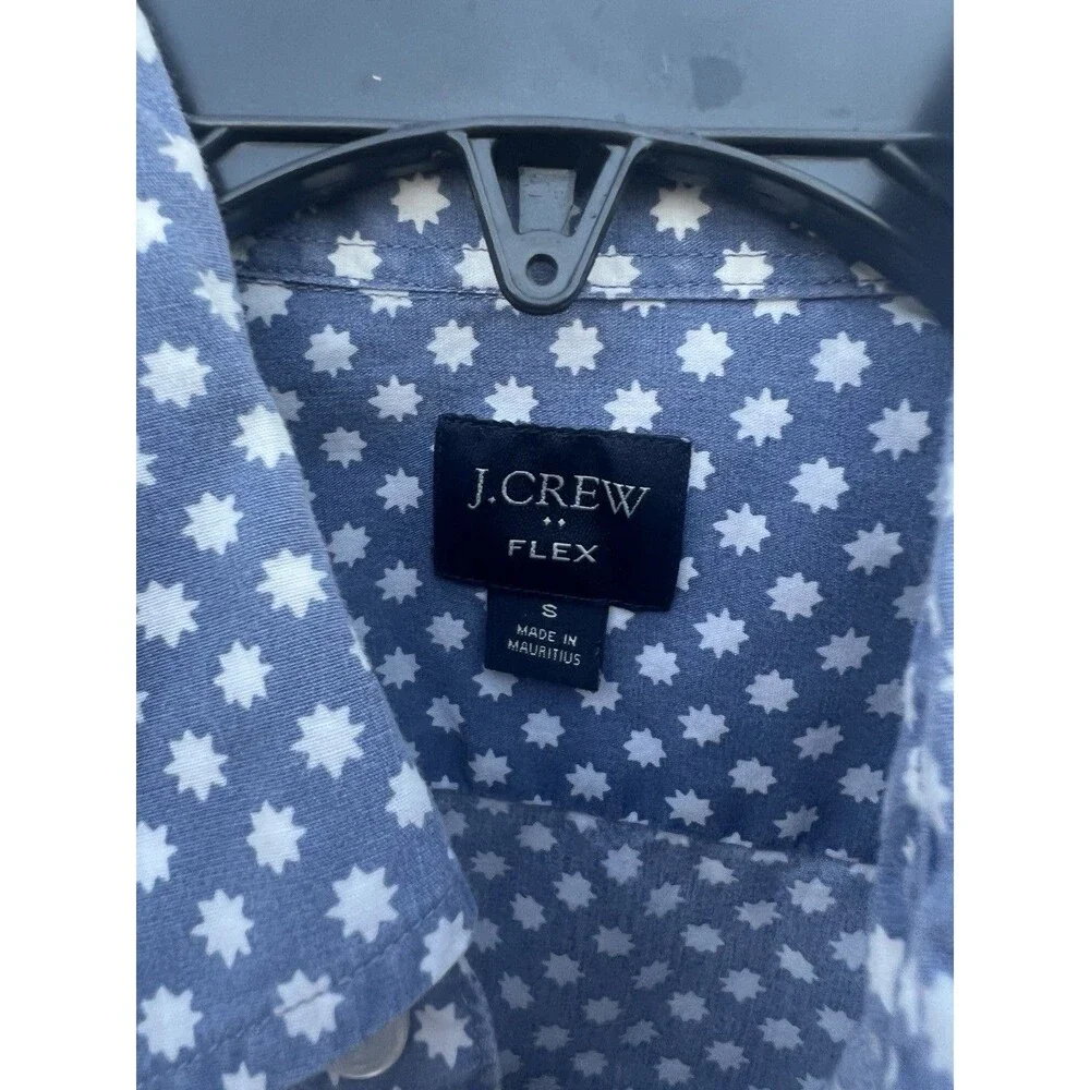 J. Crew Mens Flex Short Sleeve Button Down Shirt Small Blue